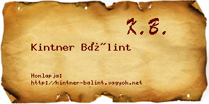 Kintner Bálint névjegykártya